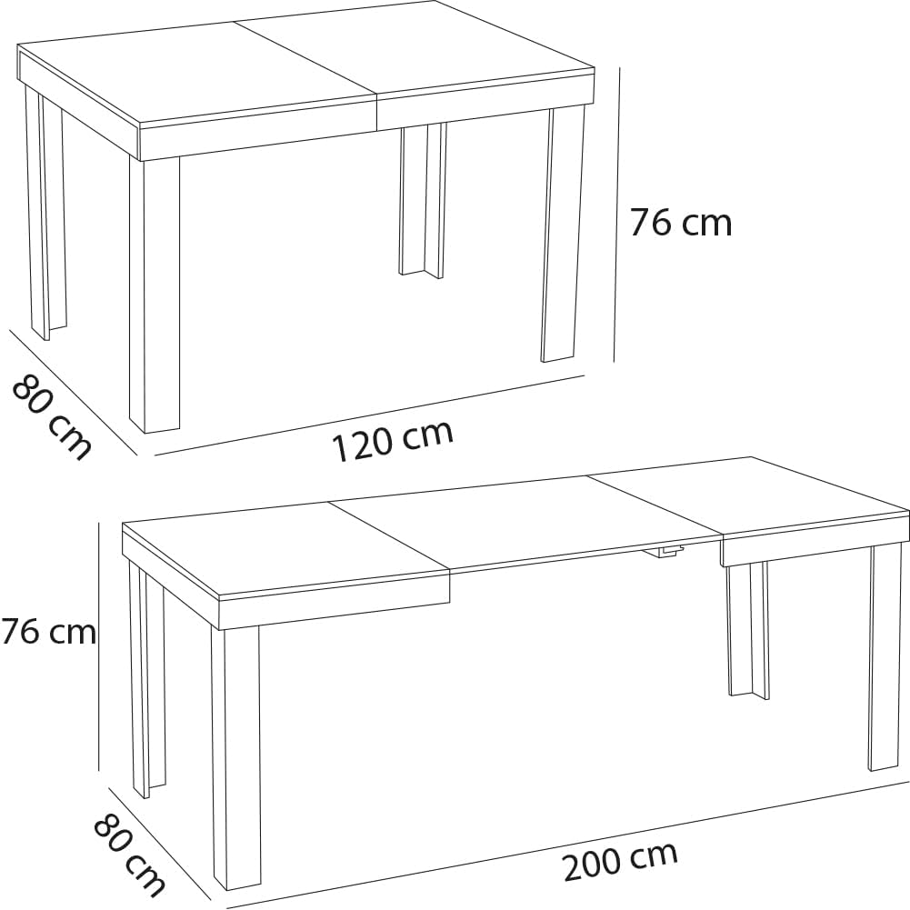 Shally Dogan Tavolo Allungabile da 4 a 6 Posti per Sala da Pranzo e Cucina, Tavolo Estensibile da 120 a 200 cm con Apertura a Scorrimento, Struttura Robusta, Design Moderno Salvaspazio (Cemento)