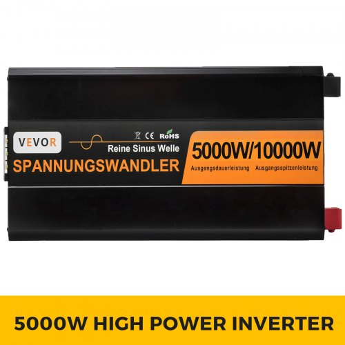 VEVOR 230V Spannungswandler Wechselrichter 5000W Reiner Sinuswellen Wechselrichter 24V DC Reine Sinuswellenleistung Reiner Sinuswellen Wechselrichter