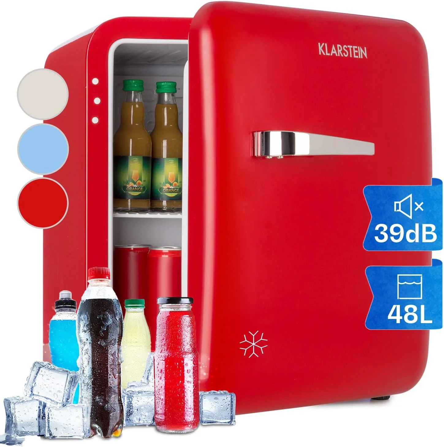 Klarstein Mini Kühlschrank für Zimmer, 48L Mini-Kühlschrank für Getränke, Kleiner Skincare Kühlschrank für Zimmer & Büro 0-10°C, Snacks & Kosmetik
