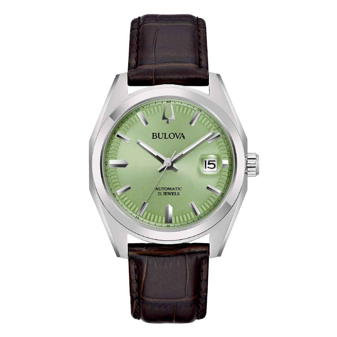 Orologio Bulova 96B427 Surveyor Automatic verde chiaro e pelle