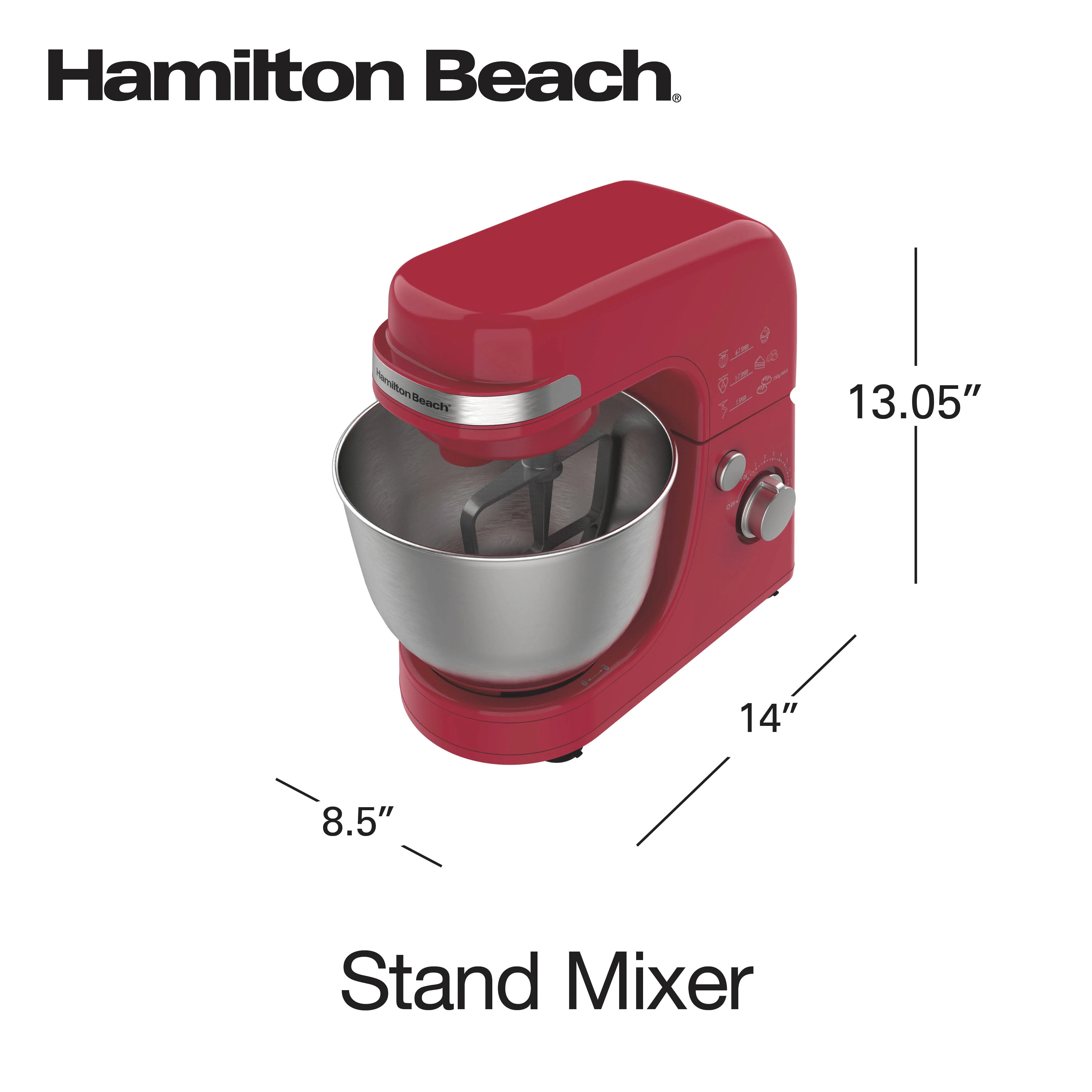Hamilton Beach 4 Quart Stand Mixer for Kitchen, 7 Speeds, Tilt-Head, Dough Hook, Whisk & Flat Beater, White