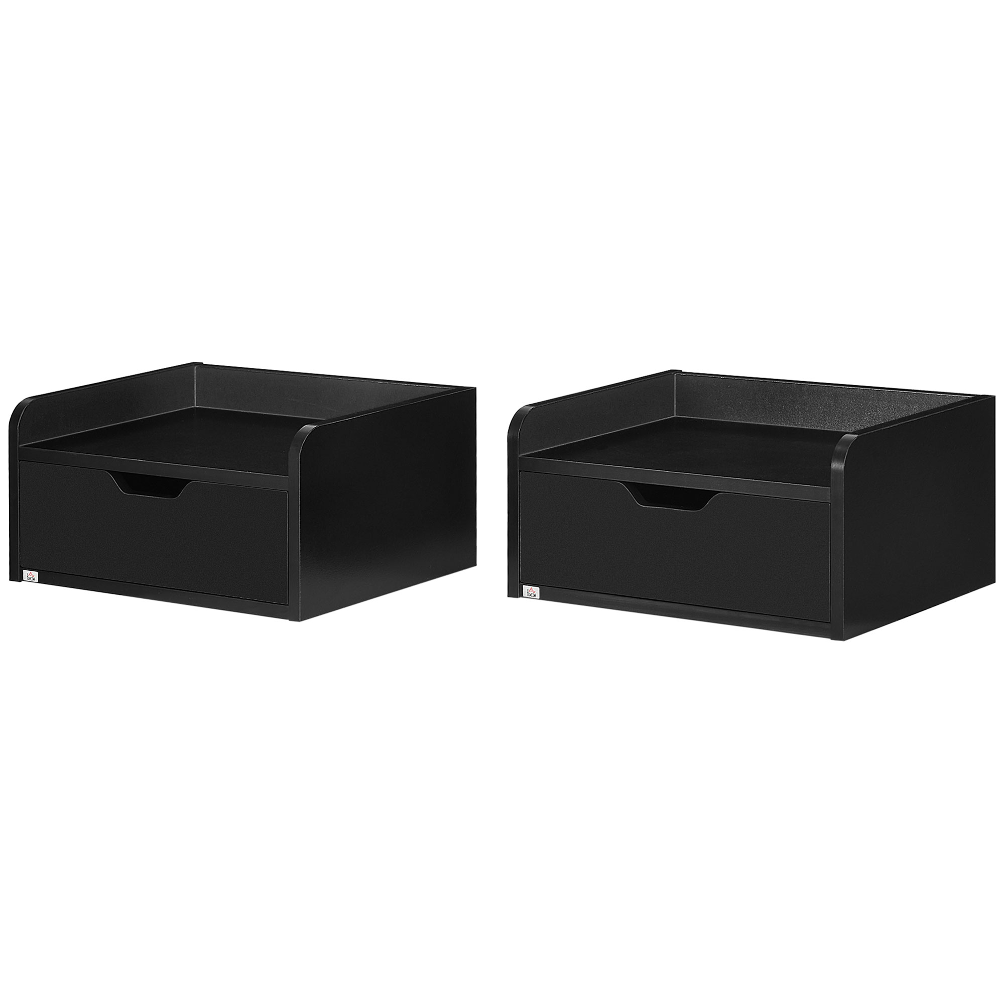 HOMCOM Set mit 2 wandmontierten Nachttischen, wandhängende Nachttische - Schublade, Tischplatte in Holzoptik Maße 40B x 30T x 19,5H cm