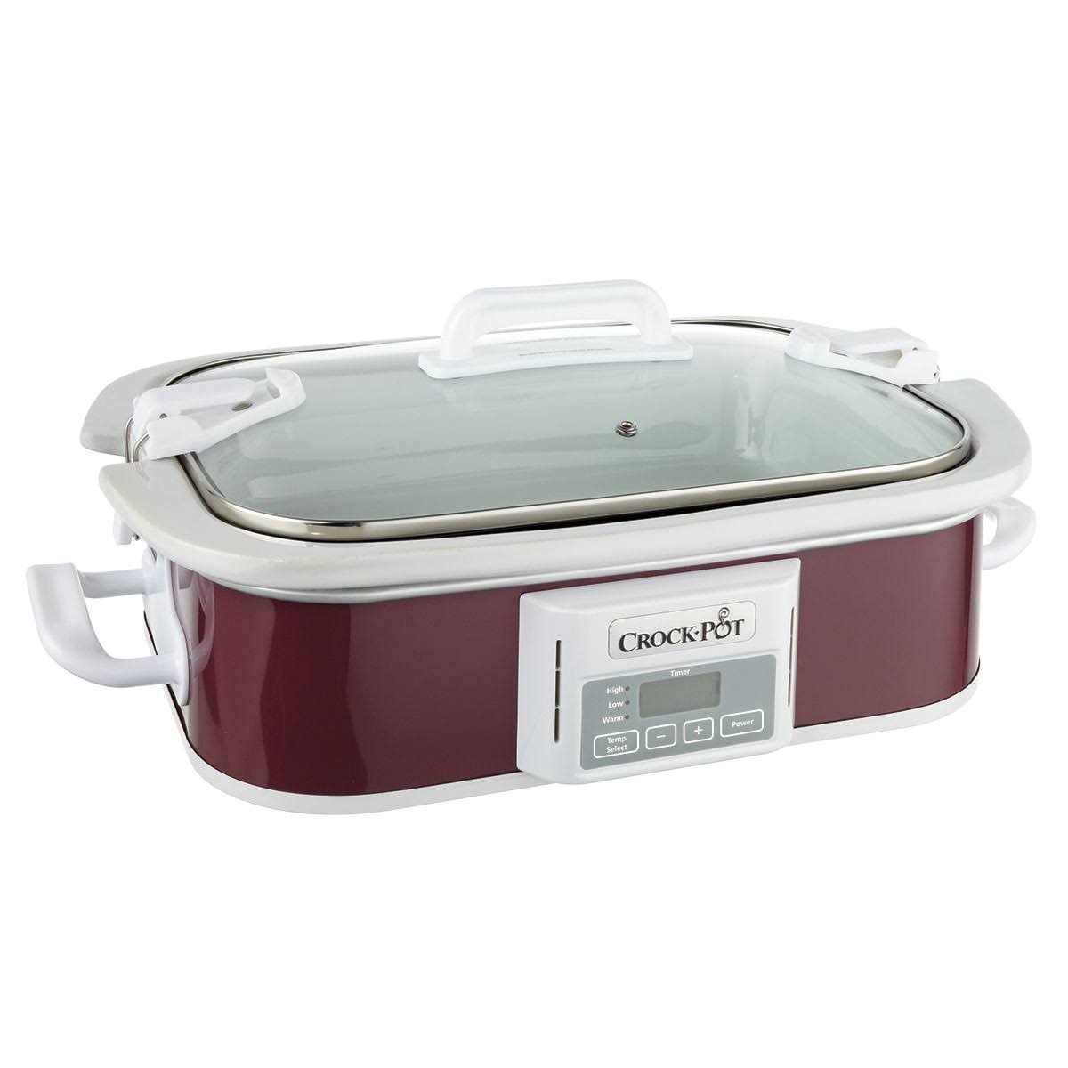 Crock Pot 3.5 Quart Programmable Casserole Slow Cooker with Locking Lid for Easy Transport