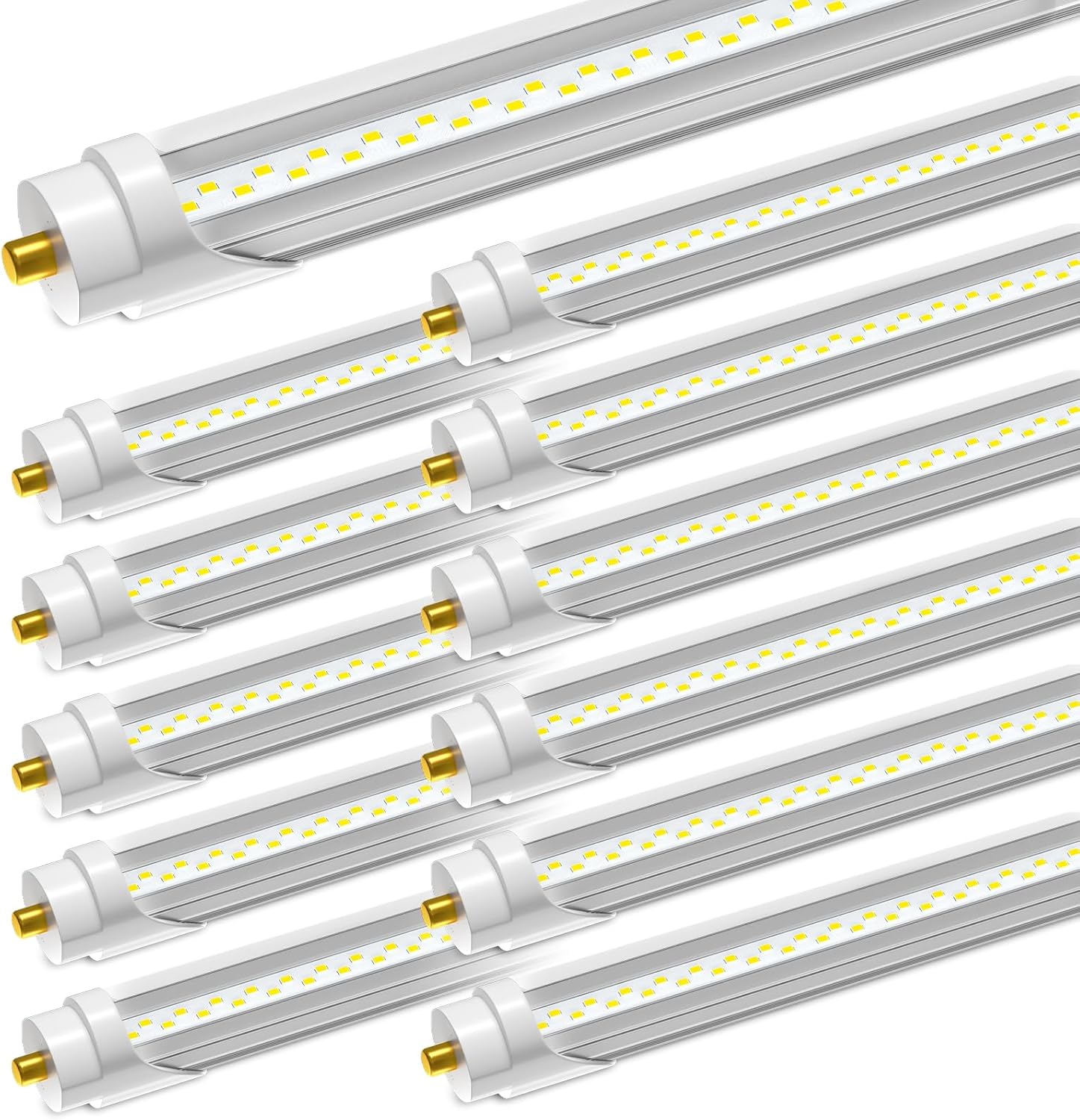 LED-Leuchtmittel, 2,4 m, 2,4 m, T8 T12 Ersatzröhren, 6500 lm, 5000 K, klare Abdeckung, ersetzt F96t12 Leuchtstofflampen (12 Stück)