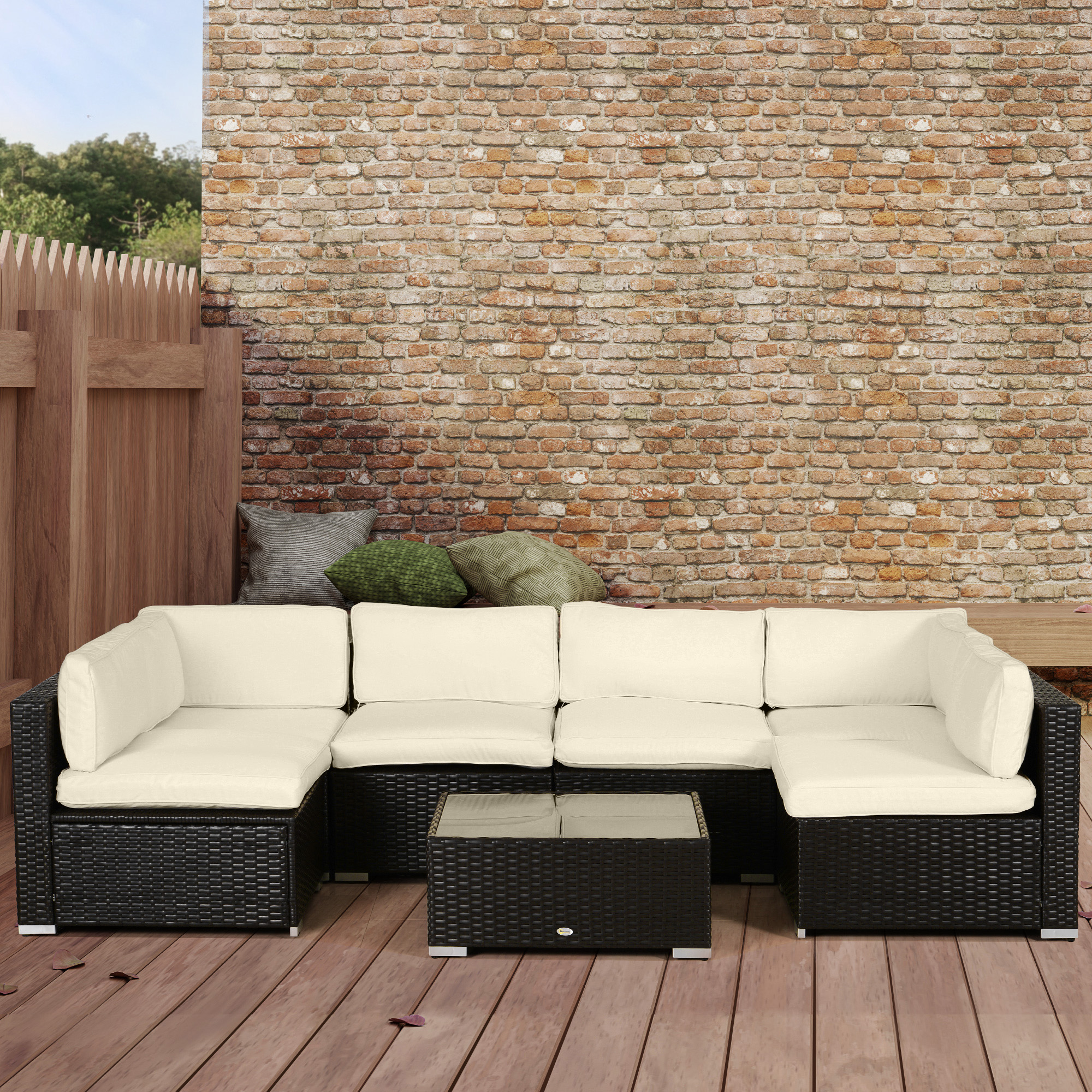 Outsunny Set mit 14 Ersatzbezügen für Gartenmöbelkissen - 6 Sitzkissenbezüge, 8 Rückenkissenbezüge - Reißverschluss Polyester wasserabweisend Beige