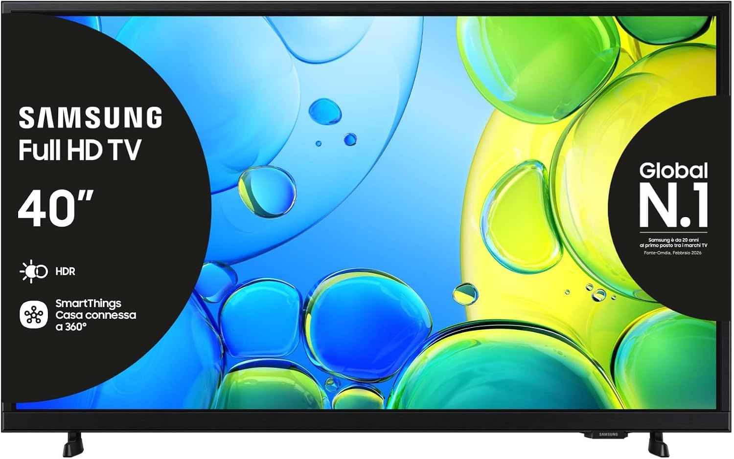 Samsung Smart TV 40'' UE40F6000FUXZT FHD, Hyper Real Processor, HDR & Pur Color, Smart Experience, OTS Lite & Adaptive Sound, SlimLook Design, 2025
