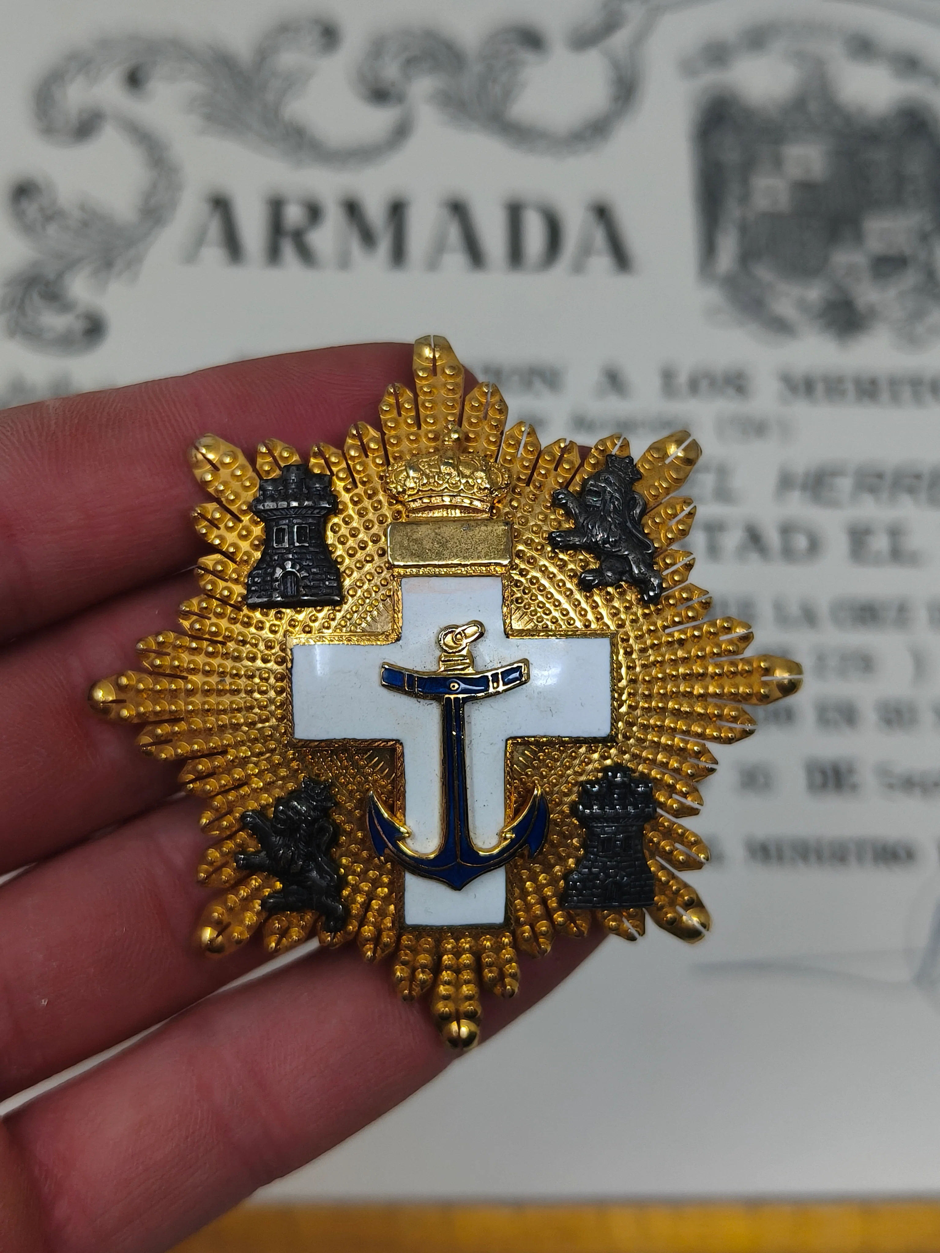 Gran Cruz orden M��rito Naval blanco con diploma