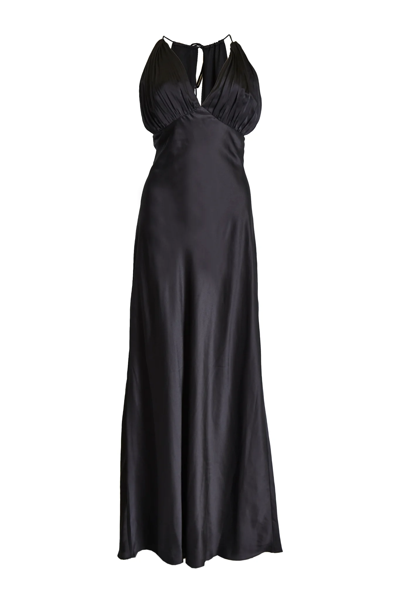 Marilyn Black Pleated Halterneck Maxi Dress