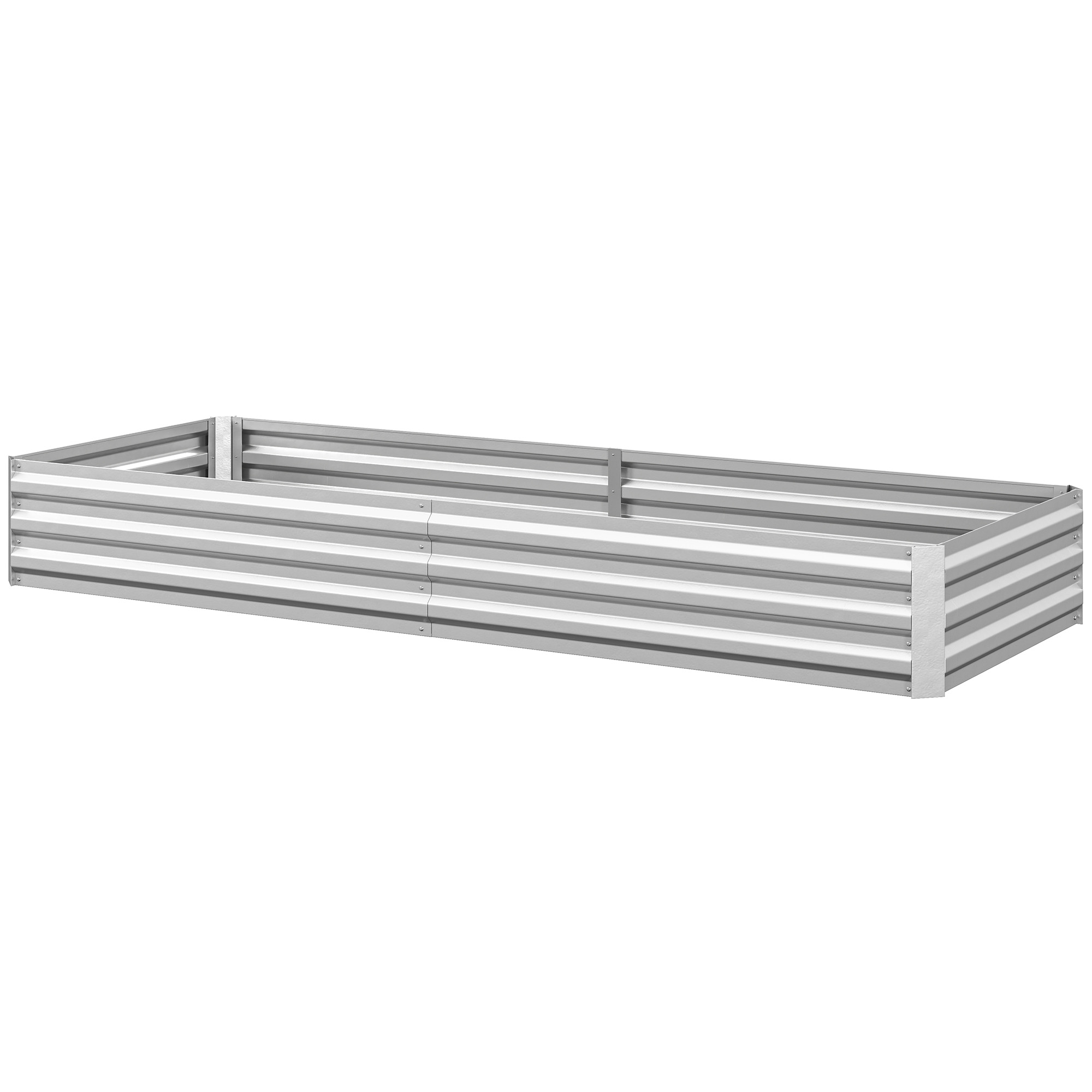 Outsunny Erhöhtes Metall-Gartenbeet für Blumen und Gemüse, 241x90,5x30 cm, Silber