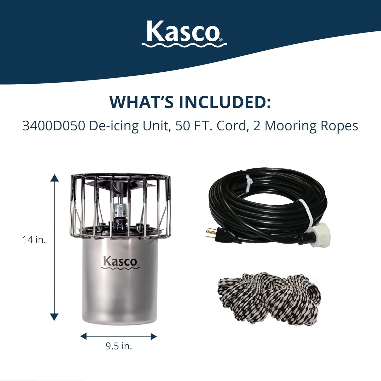 Kasco Deicer 3/4 HP Lake & Pond De-icer 120V �C Single Phase with 50 Ft Electric Power Cord | Water Deicer for Ponds  Lakes & Dock Bubbler