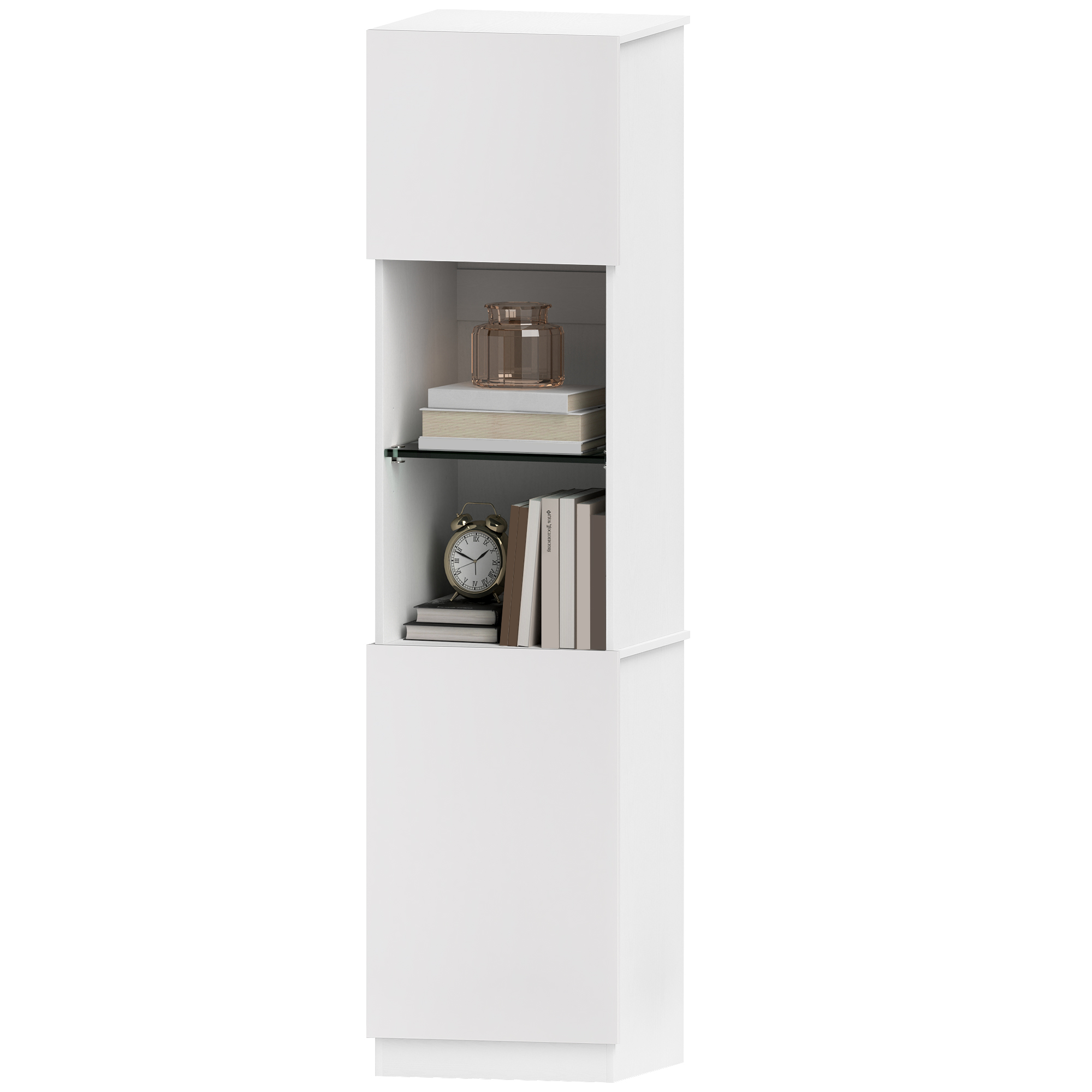 HOMCOM Bücherregal Aufbewahrungsregal mit 2 Türen verstellbare Regale 40 x 38 x 160 cm weiß