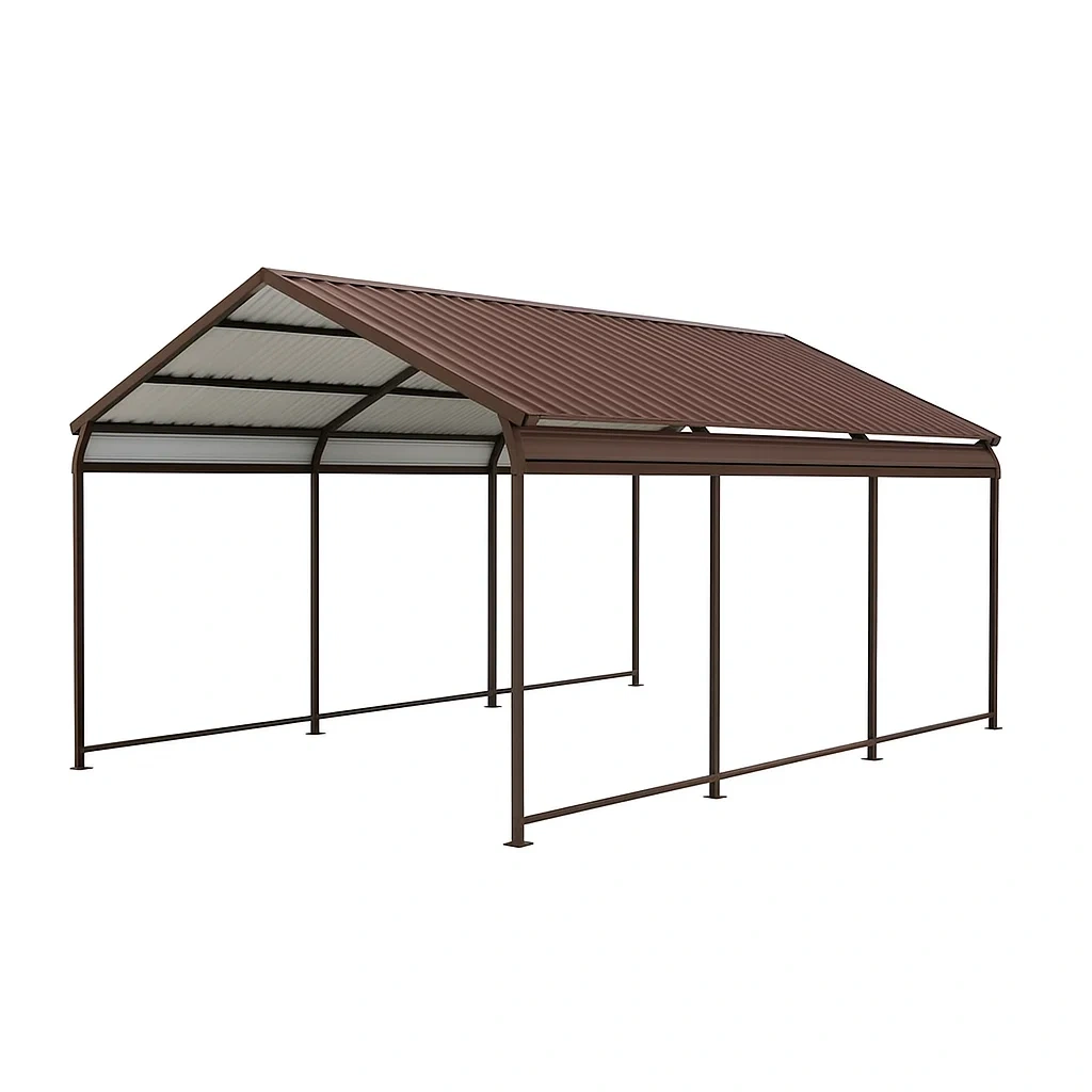 Tettoia carport in acciaio marrone per esterni
