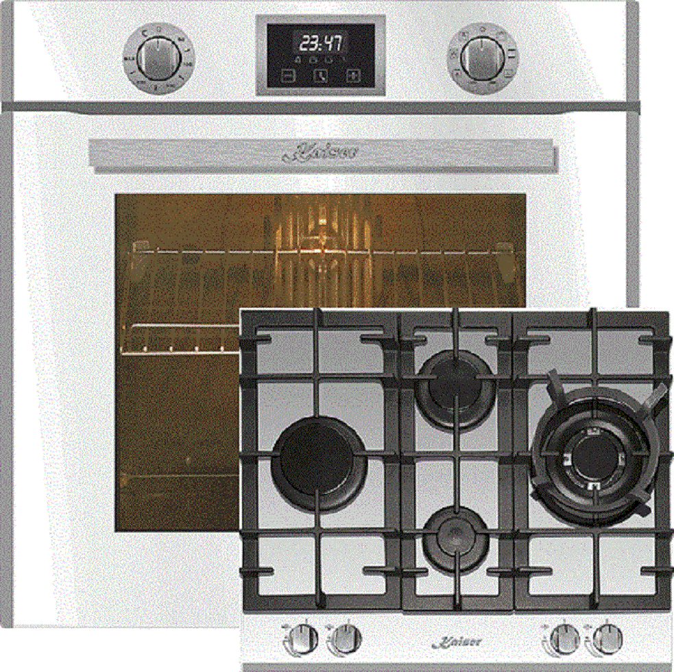Backofen-Set Herd set Autark Elektro Backofen, Autark, 79L mit 3,8 KW WOK, 60 cm, 4 flammig, Erdgas Propangas, Gasherd Autark EH 6326 W+KCG 6394 w.