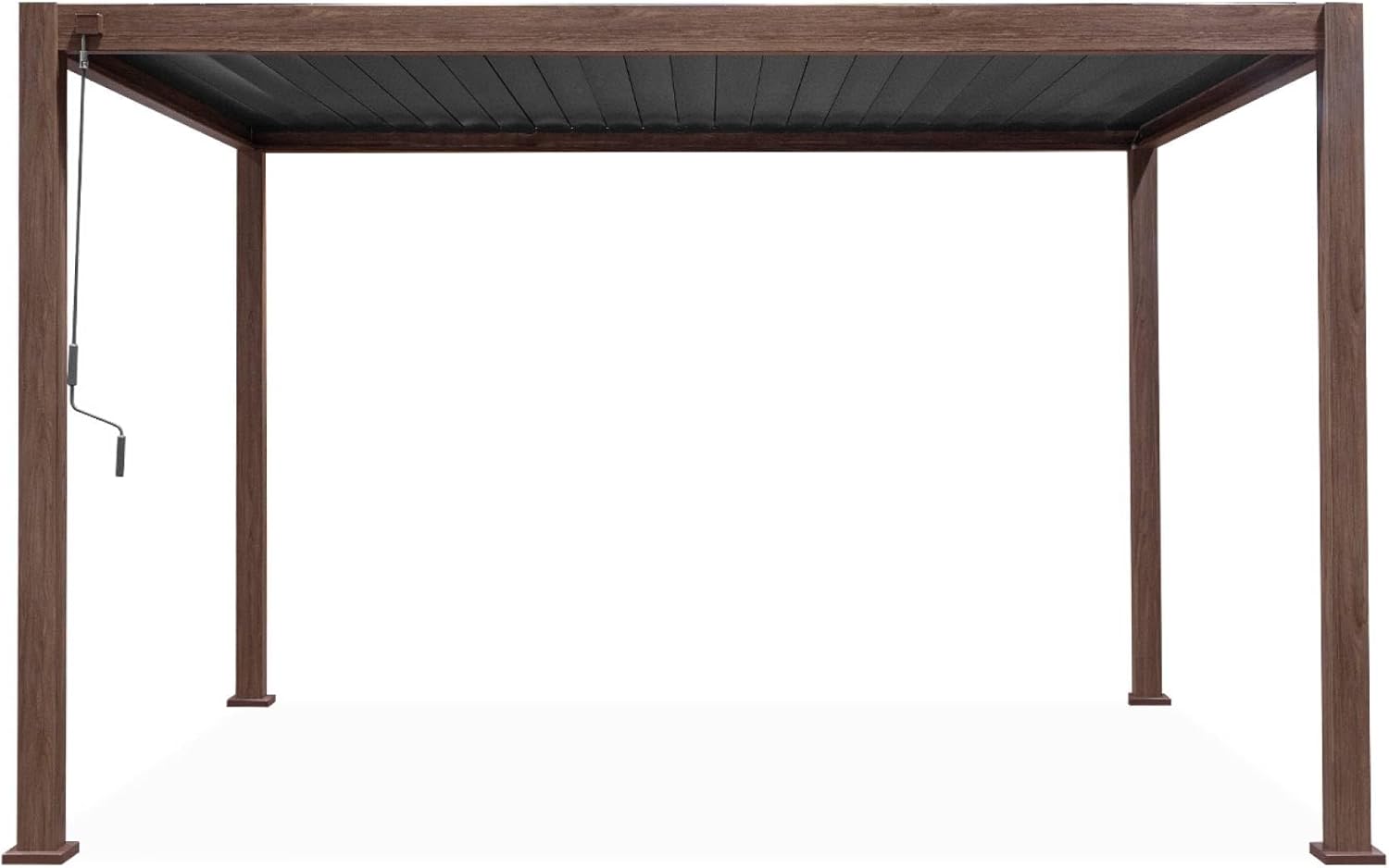 sweeek Pergola bioclimatica 3x4m in Alluminio a lamelle orientabili, Triomphe 3x4m, Marrone Scuro Naturale, 400x300x240 cm