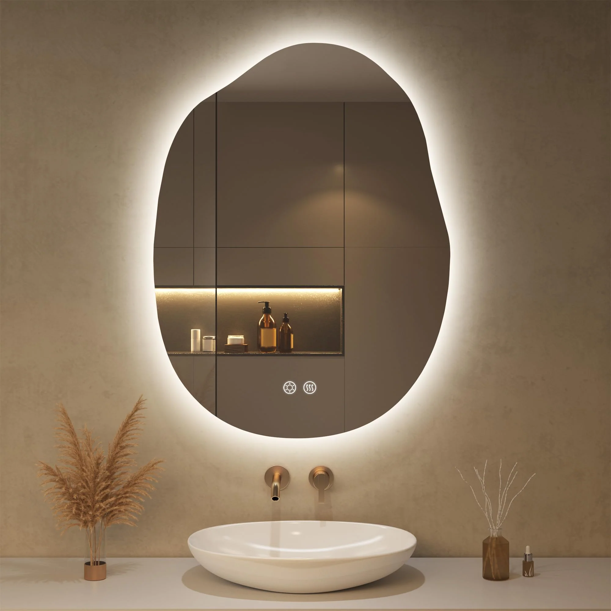 OUMUSU LED-Badspiegel mit Beleuchtung