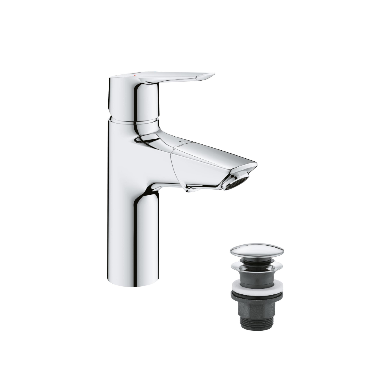 Waschtischarmatur mit herausziehbarem Wasserhahn, wassersparend, mit Pop-Up Ablauf und 3in1 Werkzeug, chrom, 24205003
