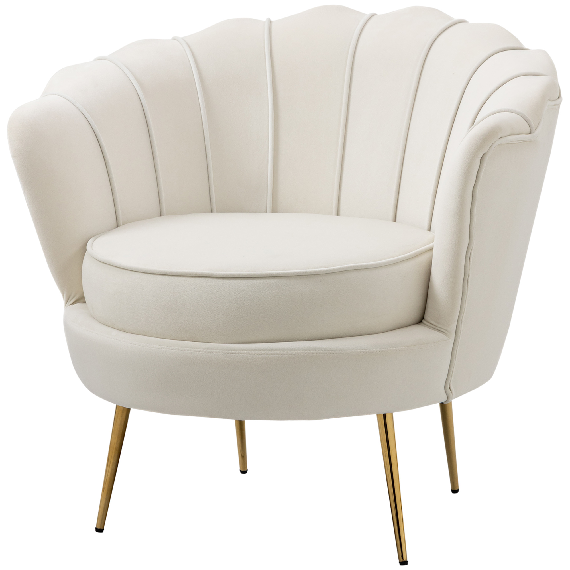 HOMCOM Vintage-Design-Sessel gepolstert in Samt, 79x77x77cm, Creme