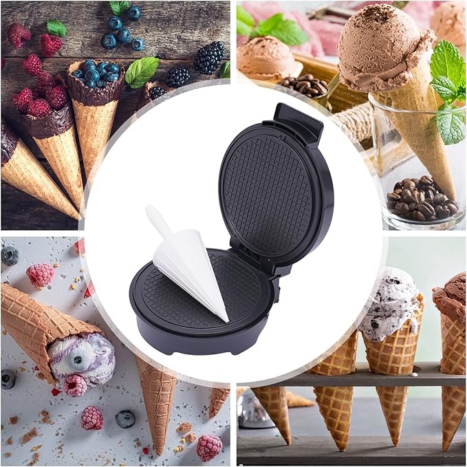 POTYYH Piastra per waffle e coni elettrici, 1200 W, con rivestimento antiaderente, temperatura regolabile, per la produzione di sacchetti gelati e sacchetti per cialde