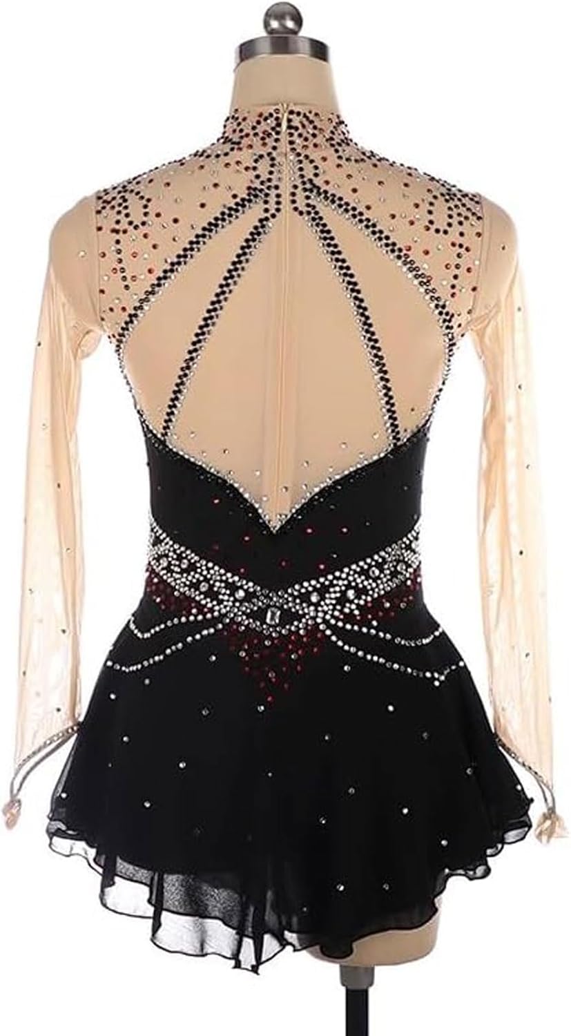 Mädchen Eiskunstlauf Kleid Damen Im Freien Eislauf Trikot Rock Langarm Elegant Ballett Tanzkleidung Kristall Rollschuh Wettbewerb Kostüme