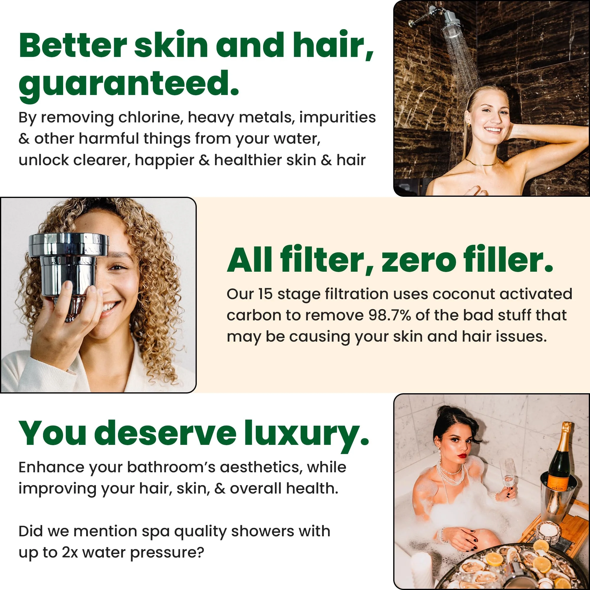 Eskiin Filtered Showerhead With Filters For Healthy Hair & Skin