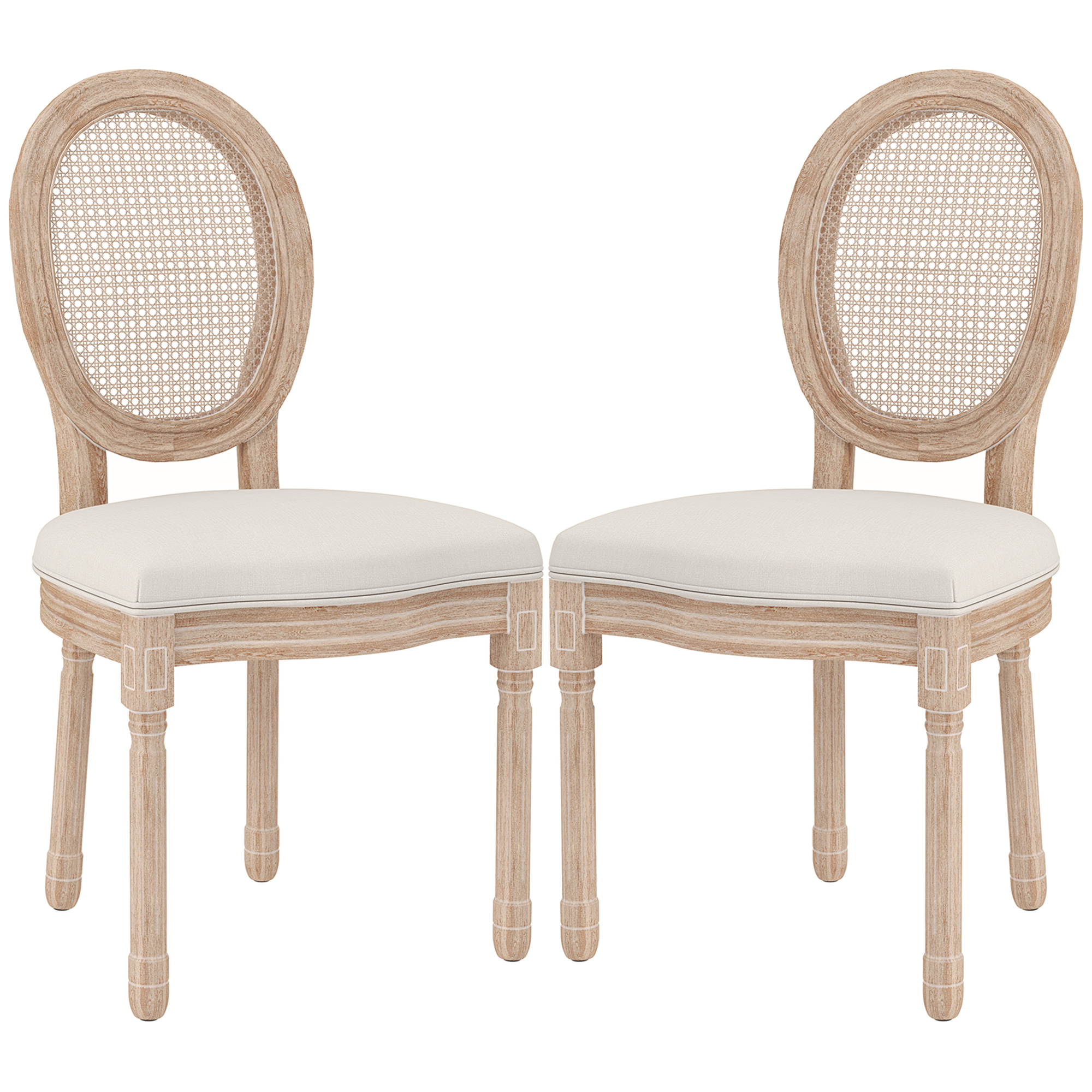 HOMCOM 2er-Set Esszimmerstühle Küchenstühle, Vintage Design, Wienergeflecht-Optik, Natur + Creme