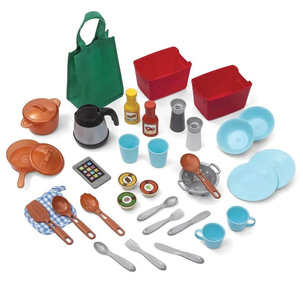 Step2 Great Gourmet Tan and White Plastic Kid Kitchen Playset includes 35 Piece Toy Kitchen Playset