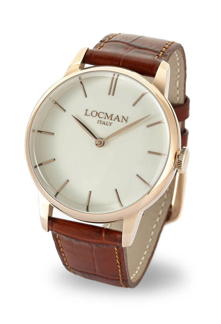 Locman 1960 dorato rosa avorio pelle marrone 0251V10-RGAVRGPN