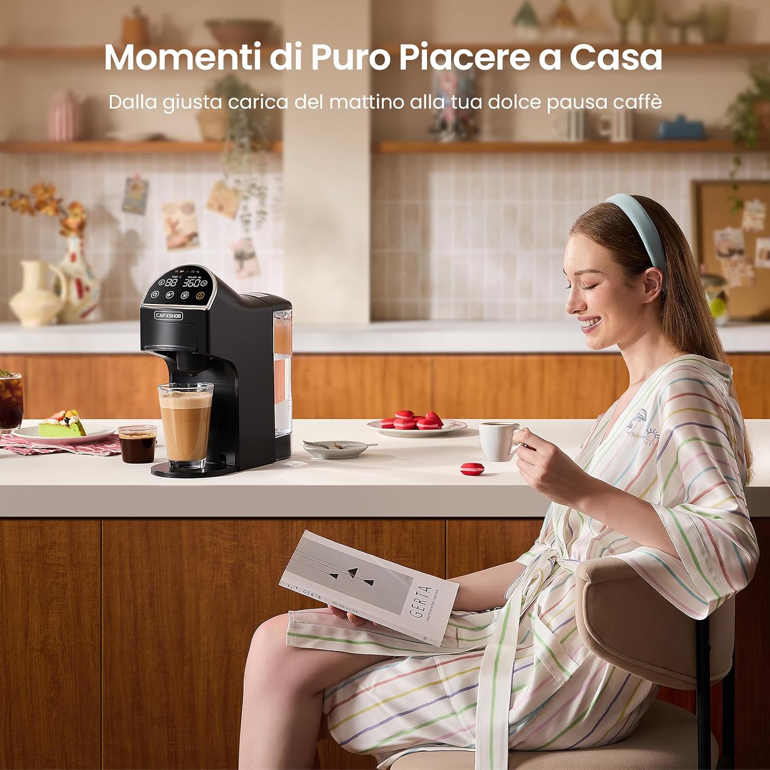 Magician2 Macchina da Caffè Multicapsula 5 in 1 per Nespresso, Dolce Gusto, Lavazza A Modo Mio, Cialde ESE 44 e Macinato, Touch LED, Auto-Adattivo, 20 Bar, 1,2L, Macchina Espresso per Casa e Ufficio
