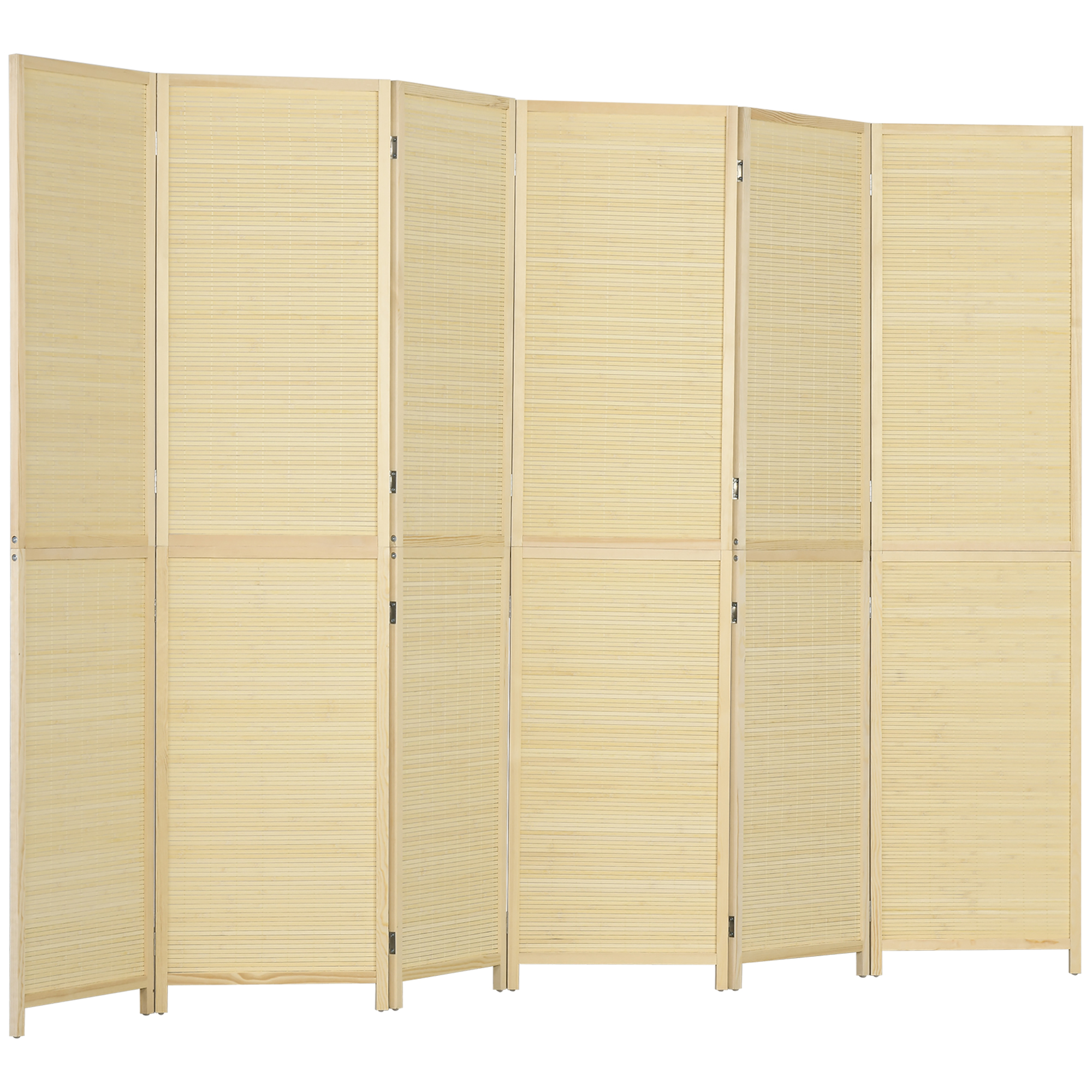 HOMCOM Bambus-Paravent 6 Paneele 270 x 180cm Raumteiler Trennwand faltbar - natur