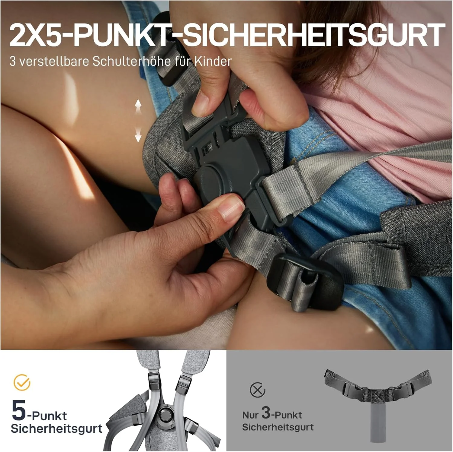 EVER ADVANCED Bolderkar voor 2 kinderen Opvouwbaar met dak, kinderwagen 2x5-punts veiligheidsgordel met luiertas, bolderkar met zitje, handwagen transportwagen, trekken & duwen, voetrem