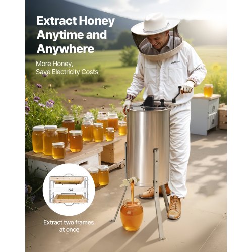 VEVOR Manuelle Honigschleuder 2 Rahmen Bienenzucht Tangentialschleuder Imker