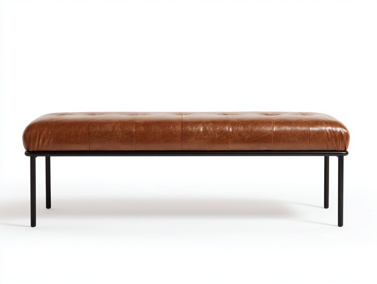 Gartenbank -Metallgestell -Kunstleder -120x40x45 cm Braun Industrielles Design