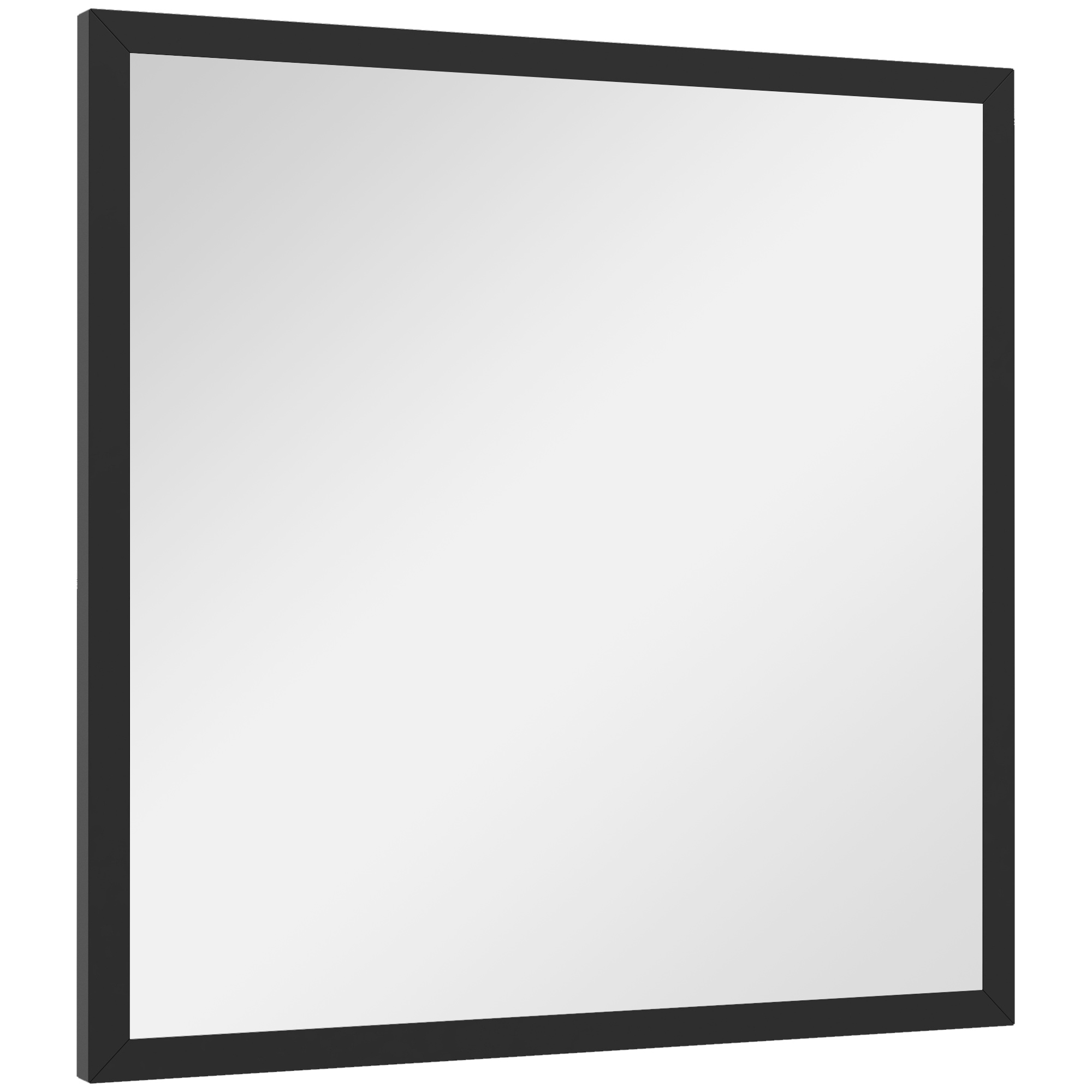 HOMCOM Wandspiegel quadratisch 50 x 50 cm, schwarzer Holzrahmen, ideal für Badezimmer, Wohnzimmer oder Schlafzimmer