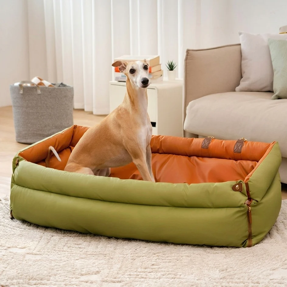 Dog Car Seat Booster �C Faux Leather with Plush Padding & Non-Slip Base