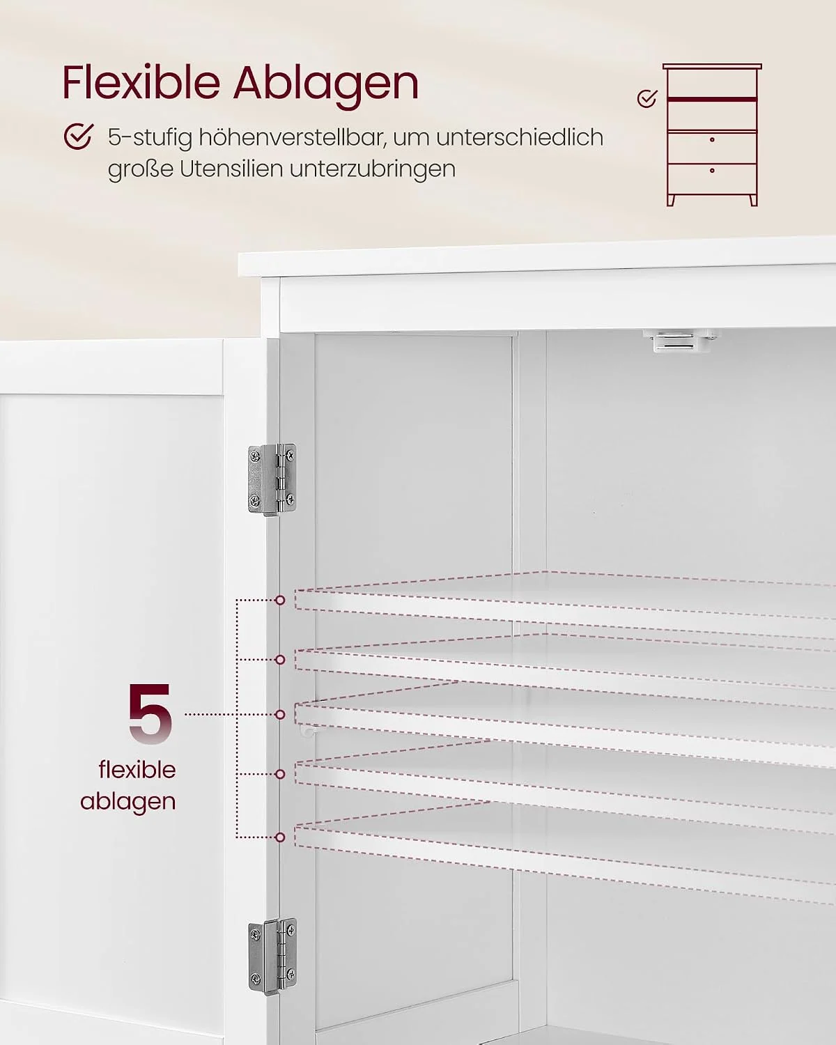 VASAGLE Badezimmerschrank mit Türen und Schubladen