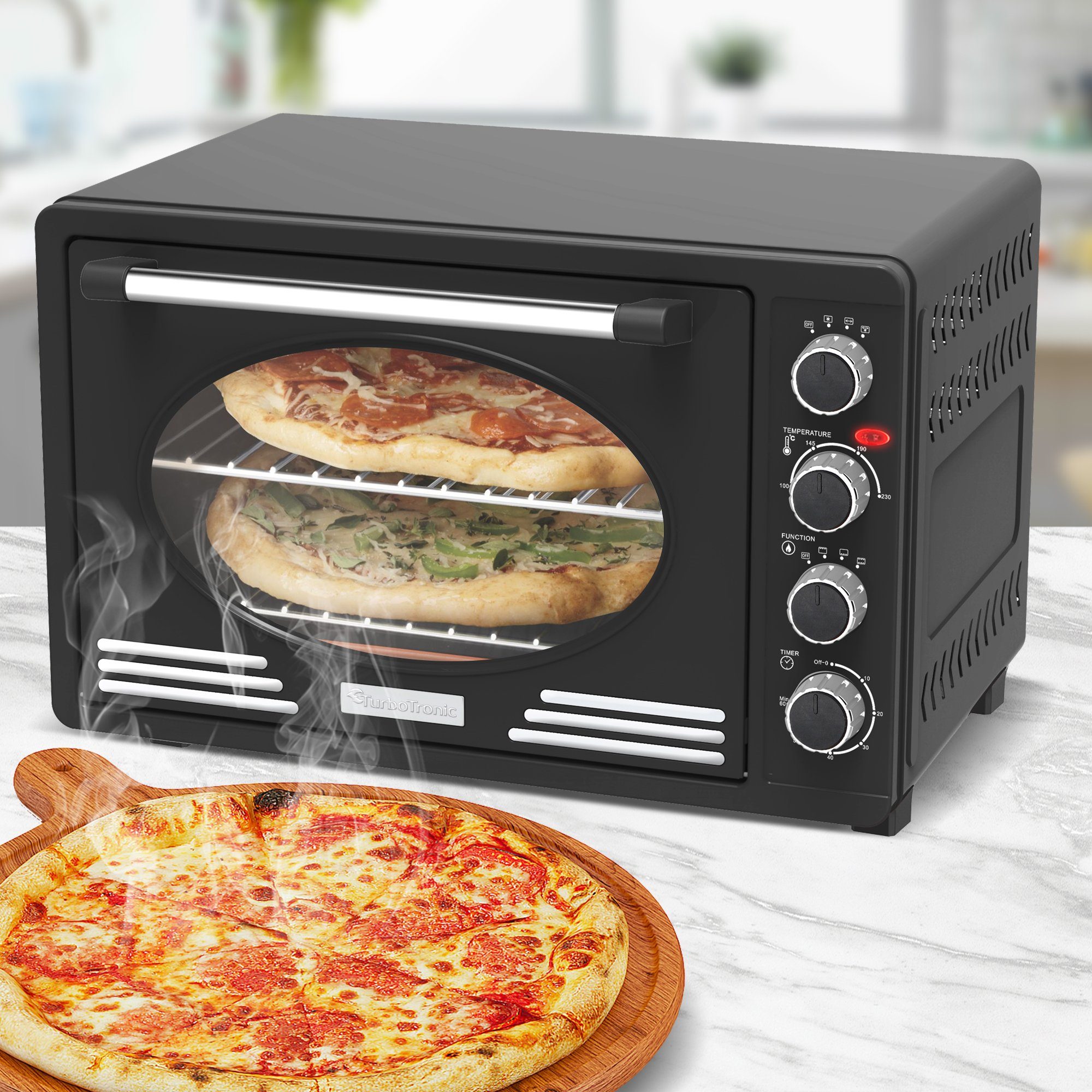 Minibackofen 45 Liter mit Umluft Drehspieß 2000W Backblech Gitter Elektro