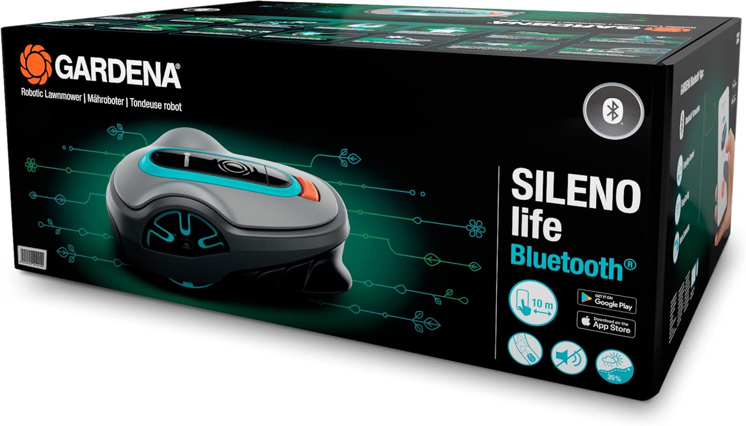 Gardena Robotmaaier SILENO minimo 500 m: intelligente grasmaaier met optimale connectiviteit, programmeerbaar met Gardena Bluetooth-app, DE-versie (15202-20)