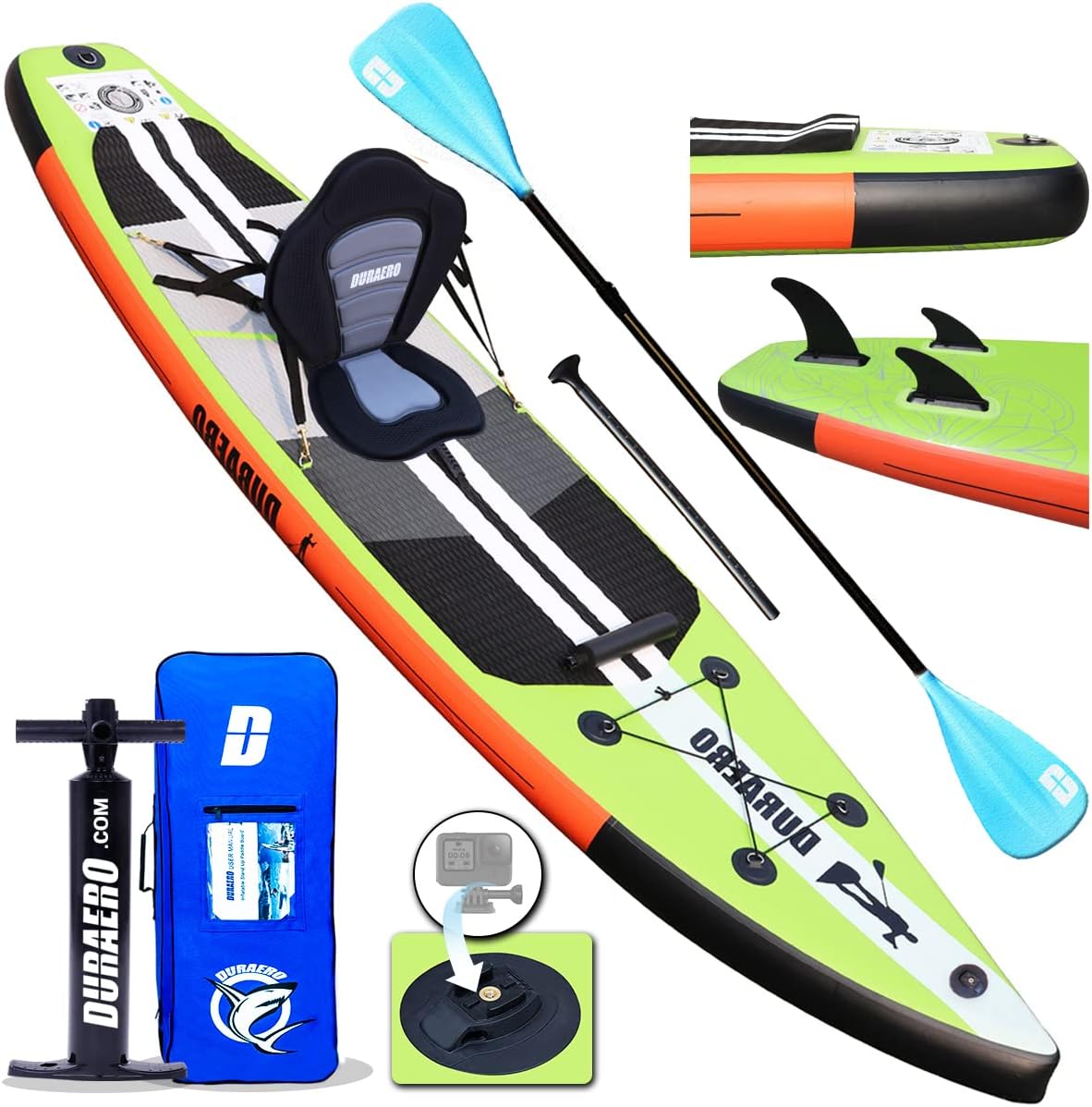 Stand up Paddling Board gonfiabile SUP Board Set Tavola da kayak, 330 x 76 x 15 cm, fino a 150 kg, cuscino integrato a 3 pinne, doppia pagaia regolabile, accessori completi