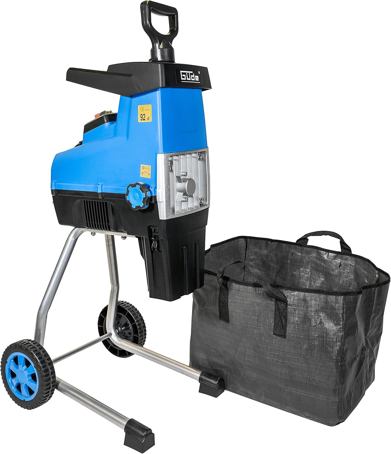 Güde Gartenhäcksler GH 2801 SILENT (2800 W, max. Astdicke 44 mm, geräuschreduzierte Walzentechnik, hoher Materialdurchsatz, Vor- und Rücklauffunktion, Überlastschalter, 30 l Fangsack, Zuführstock)