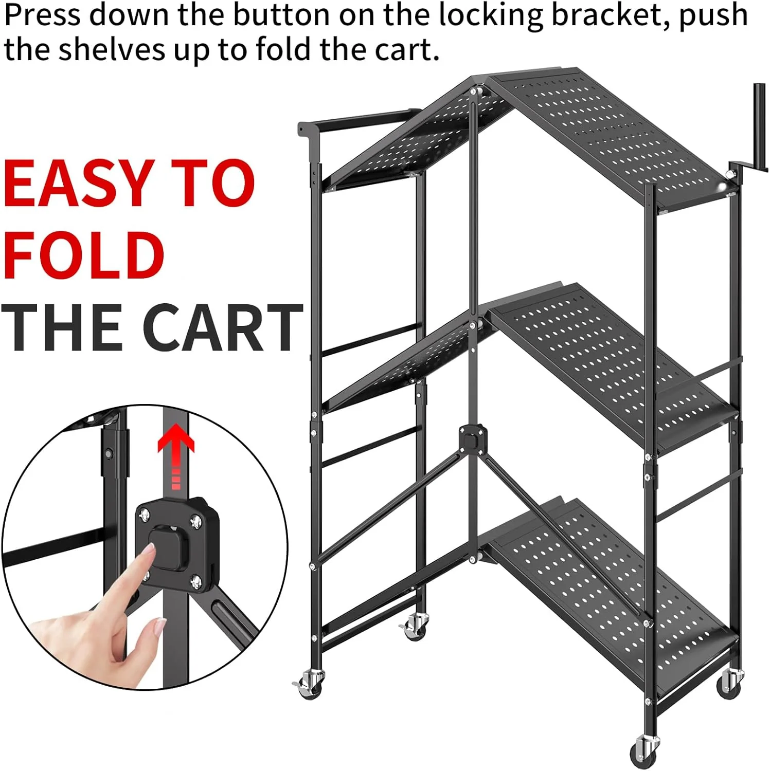 Durable 3-Tier Foldable Outdoor Grill Cart & Pizza Oven Stand Table – Rolling BBQ Table