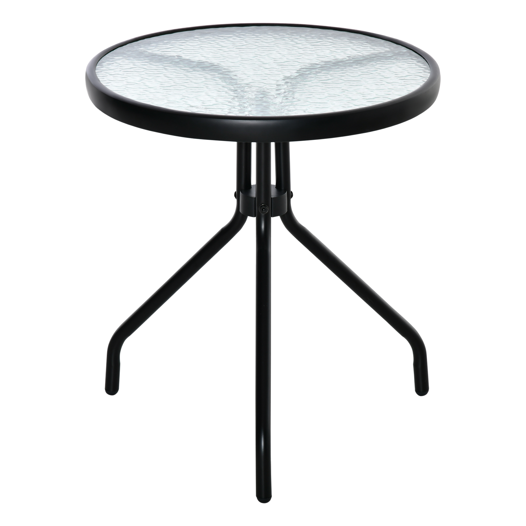Outsunny Tisch bistro de jardin runder Gartentisch mit gehärteter Glasplatte Metall Epoxid Ø 50 x 55H cm Schwarz