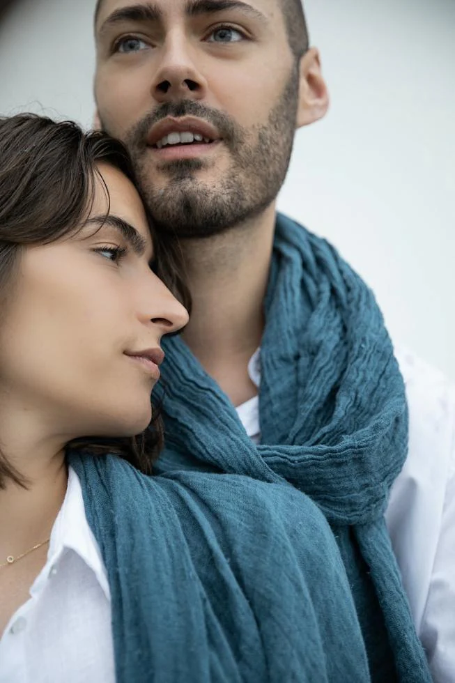Pure Linen Scarf | Bleu Austral