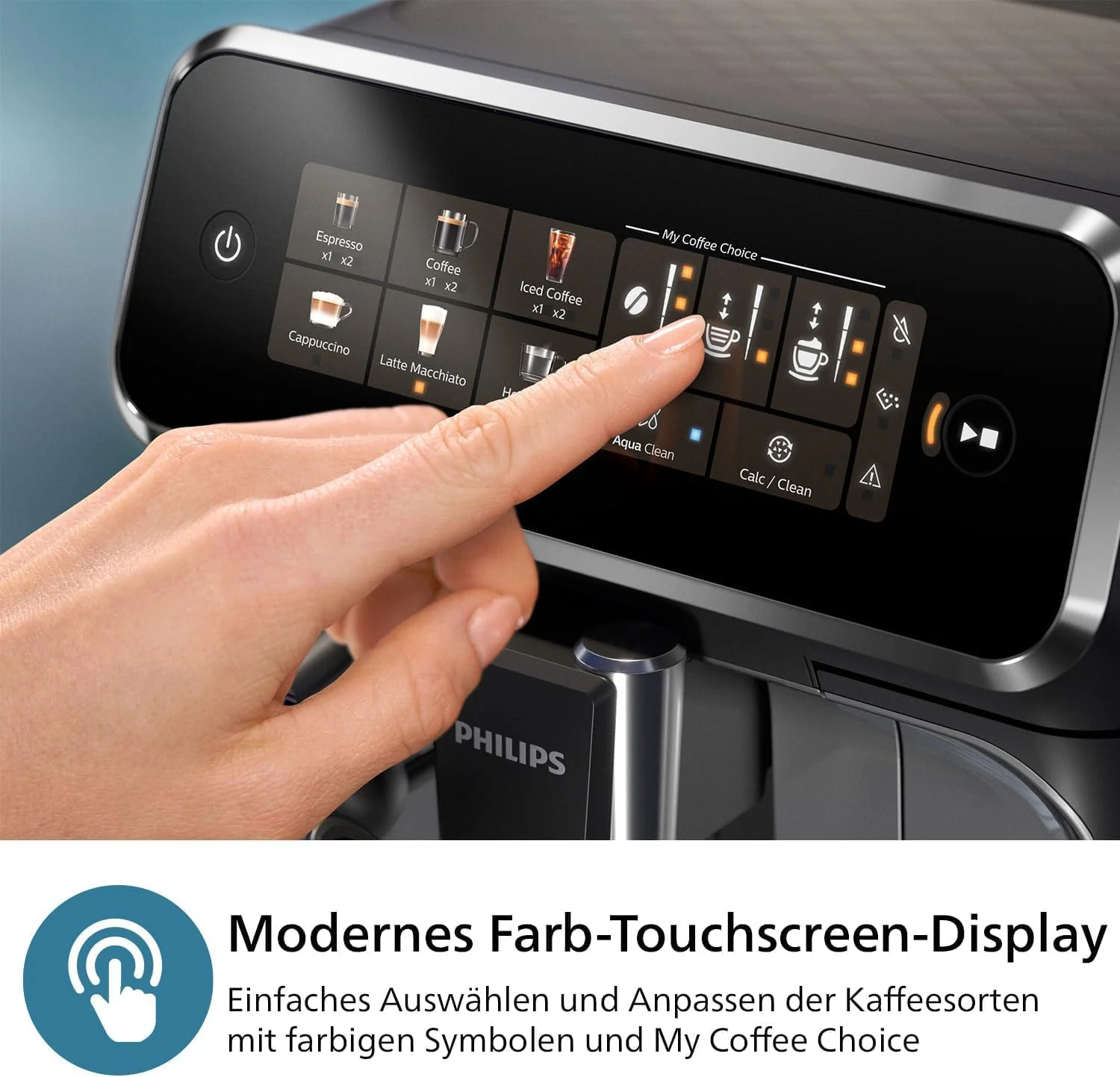 Philips Serie 2200 Espressomachine �C Klassieke Melkopschuimer, Intu?tief Touchdisplay, mat Zwart (EP2220/10)