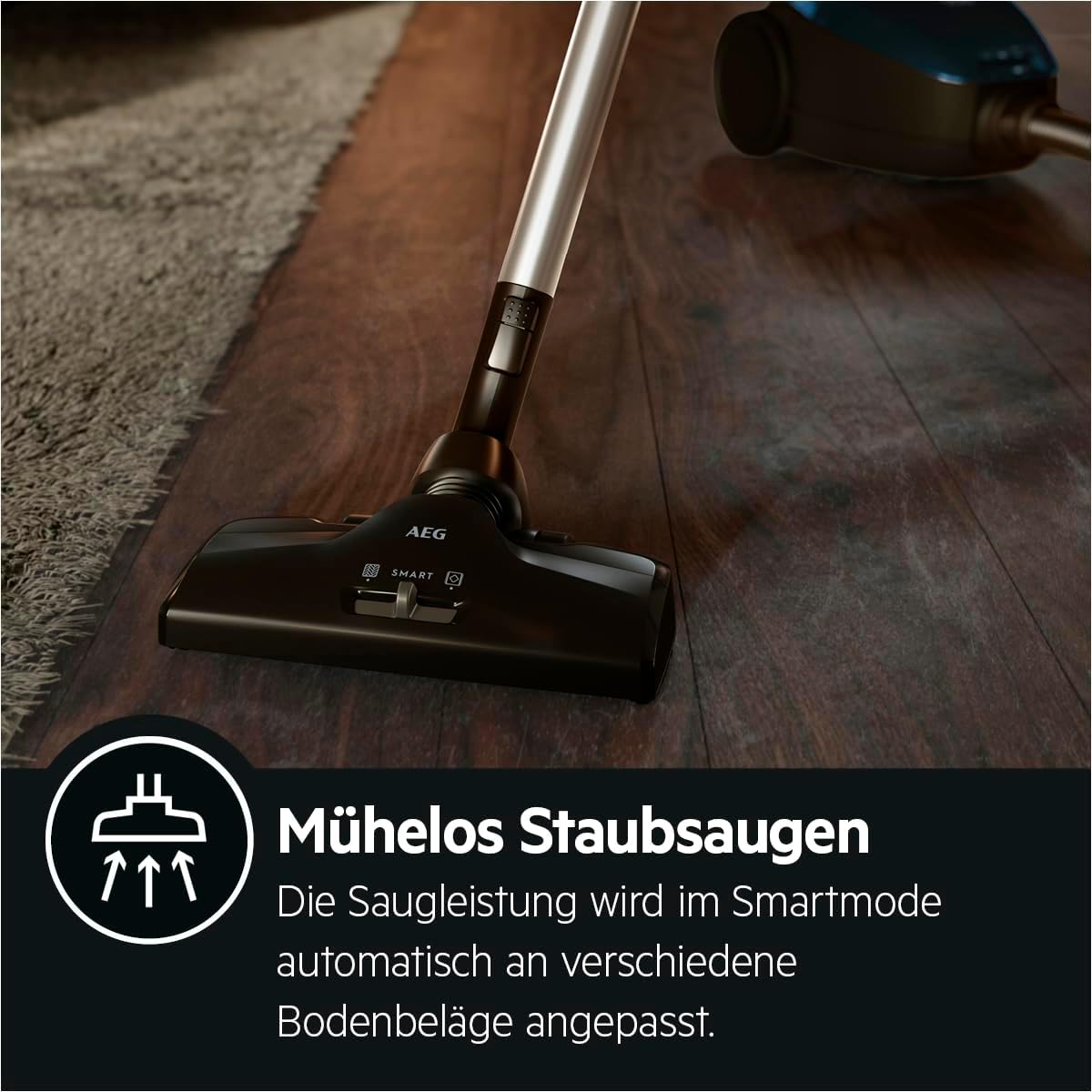 AEG VX82-1-KO Staubsauger / 75% Recyclingmaterial / autom. Saugkraftregulierung / extrem leise auch auf Teppich / Aufnahme von groen + kleinsten Partikeln / langes Kabel / 600W / schwarz