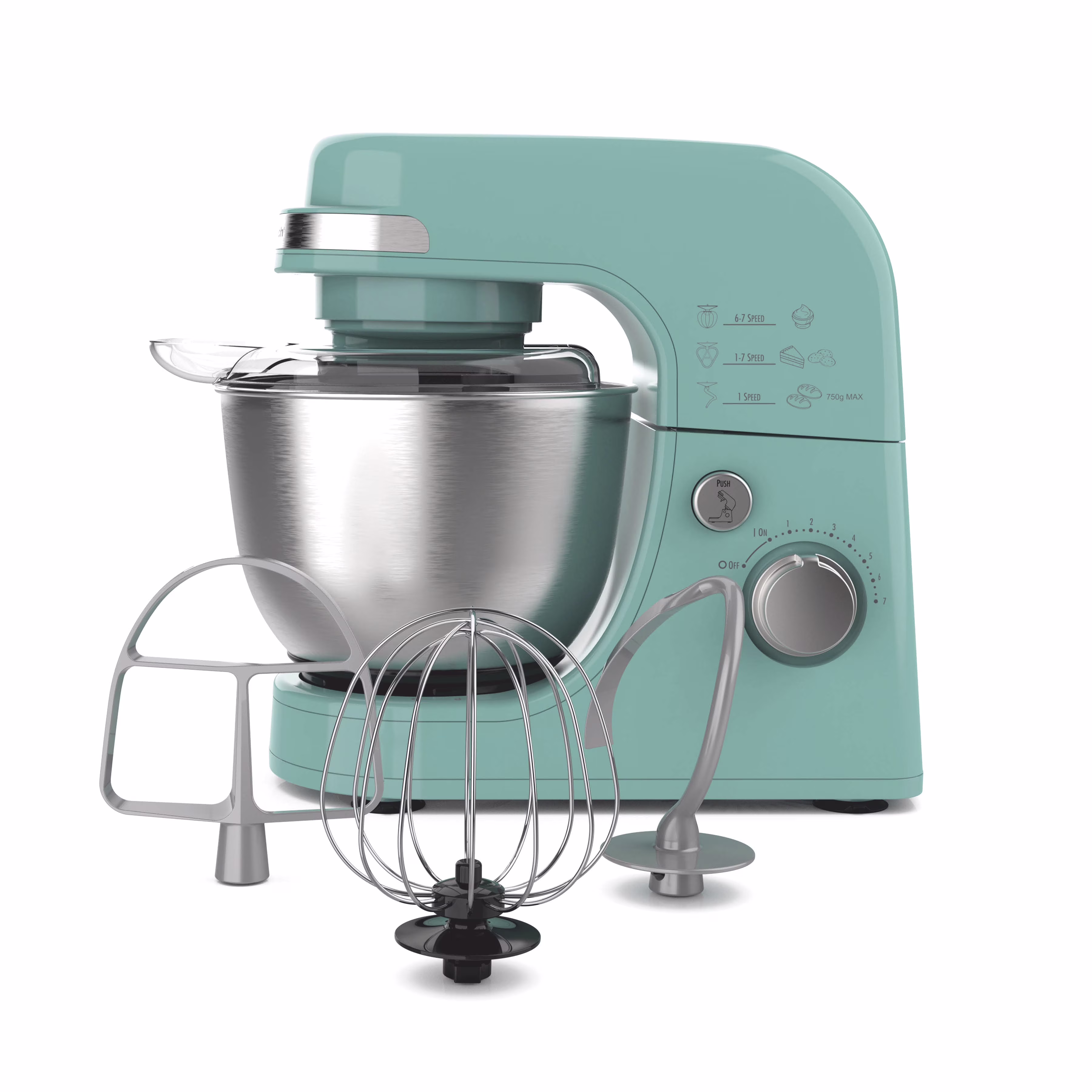 Hamilton Beach 4 Quart Stand Mixer for Kitchen, 7 Speeds, Tilt-Head, Dough Hook, Whisk & Flat Beater, White