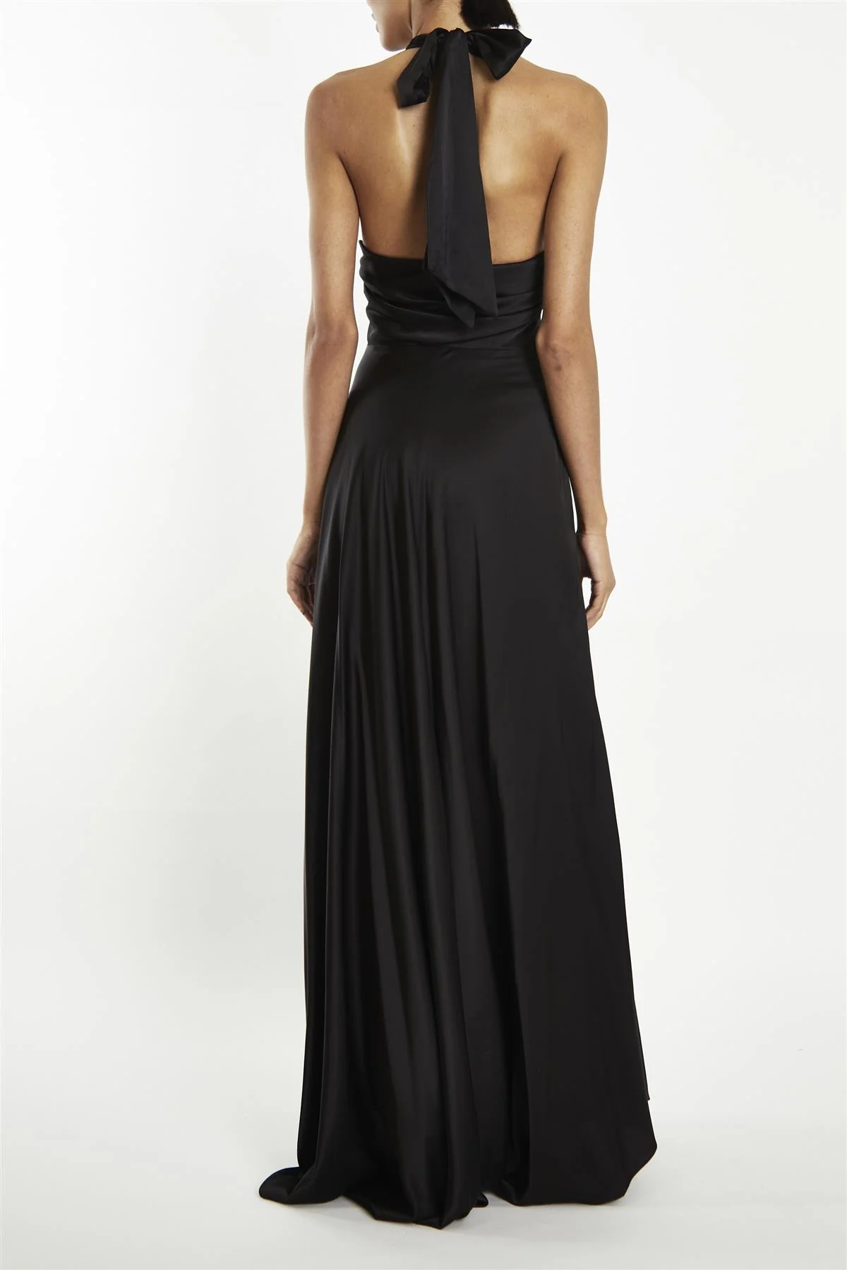 Cleo Black Halterneck Bias-Cut Maxi-Dress