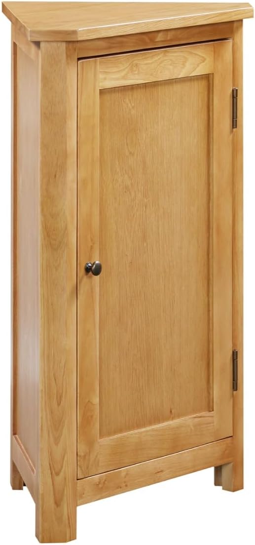 Hallowood Furniture Eckschrank Aston Eiche, kleine Eckschränke aus Holz für Wohnzimmer mit 1-türigem Aufbewahrungsschrank + 2 verstellbaren Einlegeböden, vielseitiges Eichenregal und Telefontisch