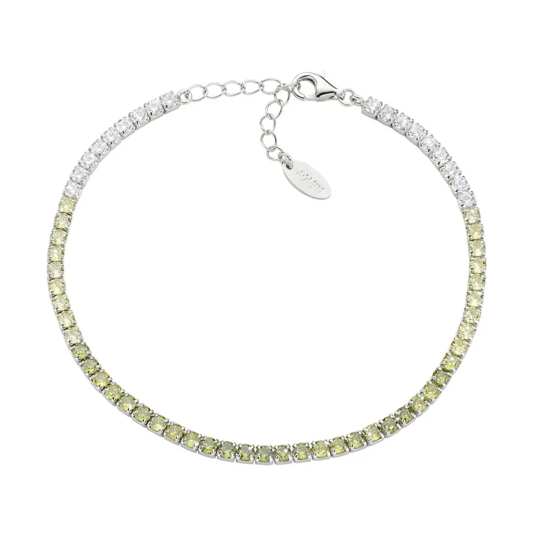 Bracciale Amen tennis bianco e verde oliva in sfumatura degrad�� BT25DEBOL17