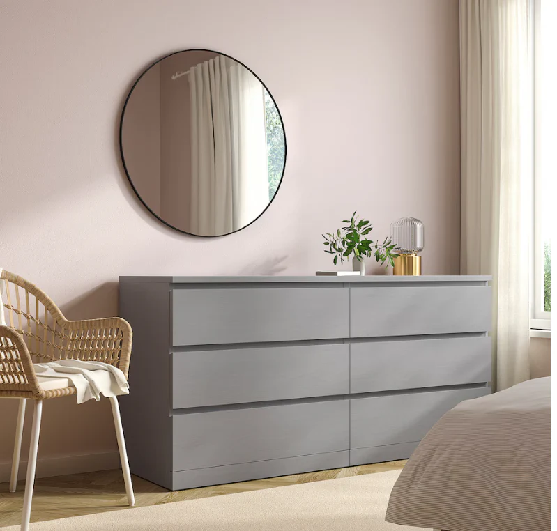 2025 IKEA MALM ladekast met 6 lades ?C Grijs gebe?nd, 160 x 78 cm, modern design