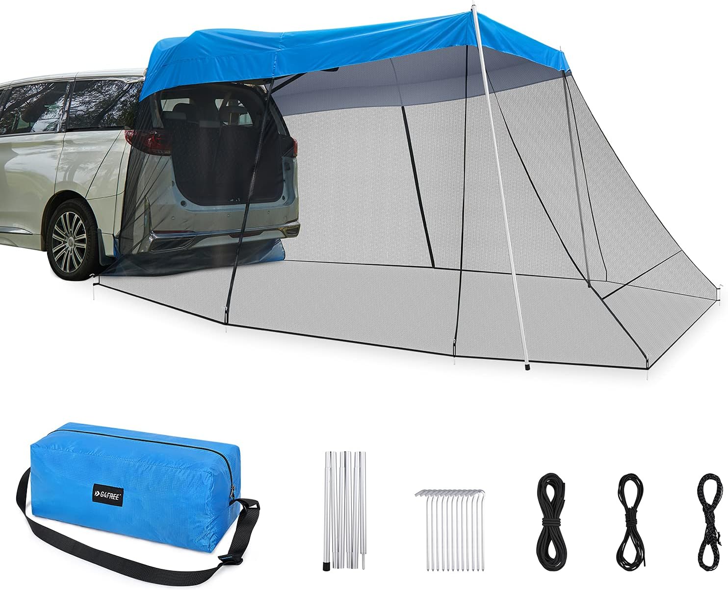 Portable SUV Tailgate Tent with Mosquito Net for Camping Blue